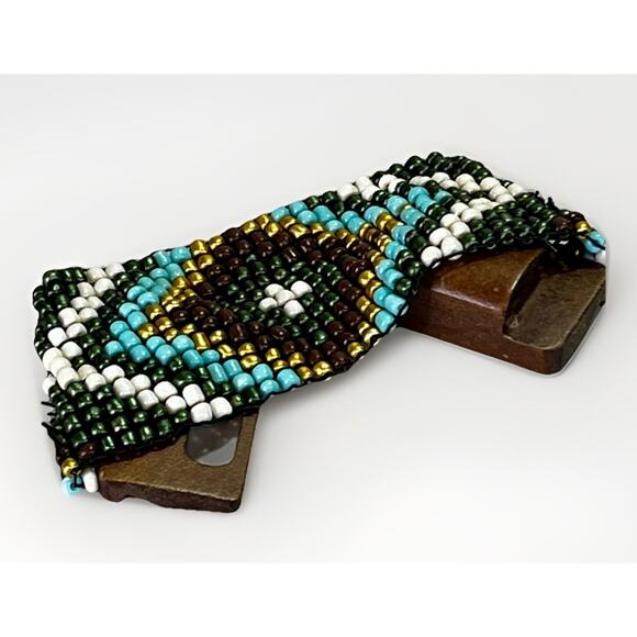 Authentic Southwest Handmade Seed Bead Bracelet Native American Style Jewelry 8” - Picture 7 of 8